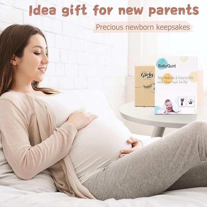 Inkless Baby Hand and Footprint Kit,Clean-Touch Ink Pad Kit,Safe No Mess Printing Infant Hand Foot Stamp,1 Pack Newborn Inkless Print Pads Best Keepsake or Gifts for Family-BubblyBeeBaby