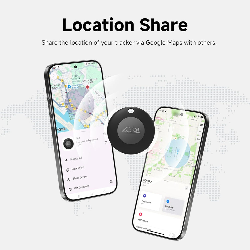 Lifetag Tracker for Android, Bluetooth Tracking Tag for Google Find My Device (Find Hub) App, Item Finder Locator for Keys, Luggage, Backpack, Purse (BLK, 4PCS)