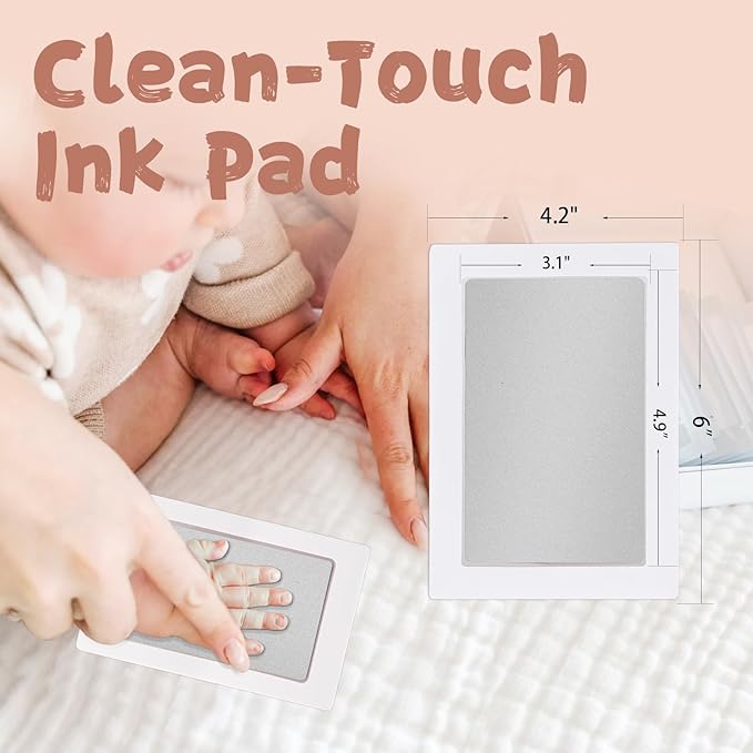Inkless Baby Hand and Footprint Kit,Clean-Touch Ink Pad Kit,Safe No Mess Printing Infant Hand Foot Stamp,4 Pack Newborn Inkless Print Pads Best Keepsake or Gifts for Family-BubblyBeeBaby