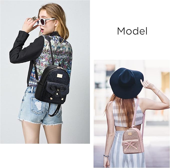 I IHAYNER Girls Bowknot Cute Leather Backpack Mini Backpack Purse for Women-BubblyBeeBaby