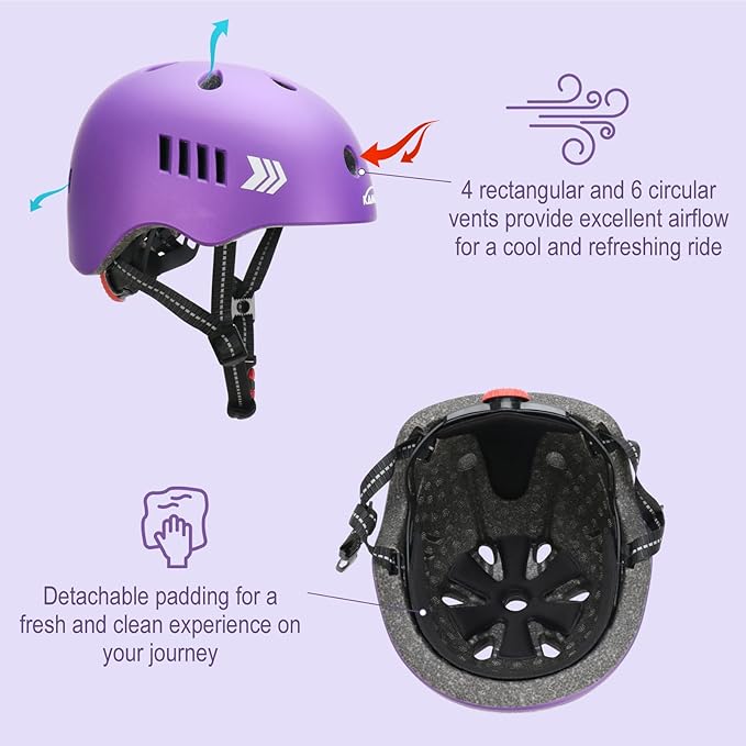 KAMUGO Kids Bike Helmet Set, Toddler Helmet for Ages 2-8 Boys Girls with Sports Protective Gear Set Knee Elbow Wrist Pads for Skateboard Cycling Scooter Rollerblading-BubblyBeeBaby