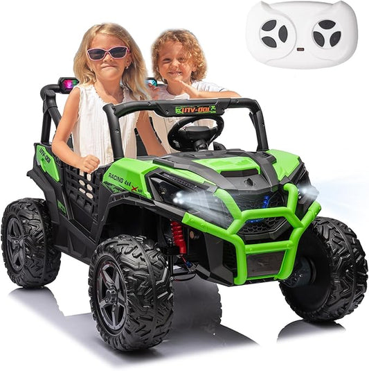 24V 2 Seater Kids Ride On Car with Remote Control,4WD Battery Powered,Electric Vehicles Toy Car for 3+ Years Kids(Green)-BubblyBeeBaby