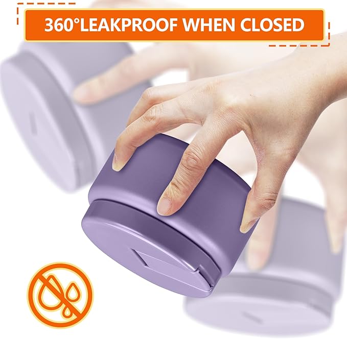 13.5oz Kids Thermos for Hot Food, Insulated Vacuum Food Jar with Buckle Lid, Stainless Steel Wide Mouth Leak Proof Insulated Lunch Container for School Picnic Travel,Purple-BubblyBeeBaby