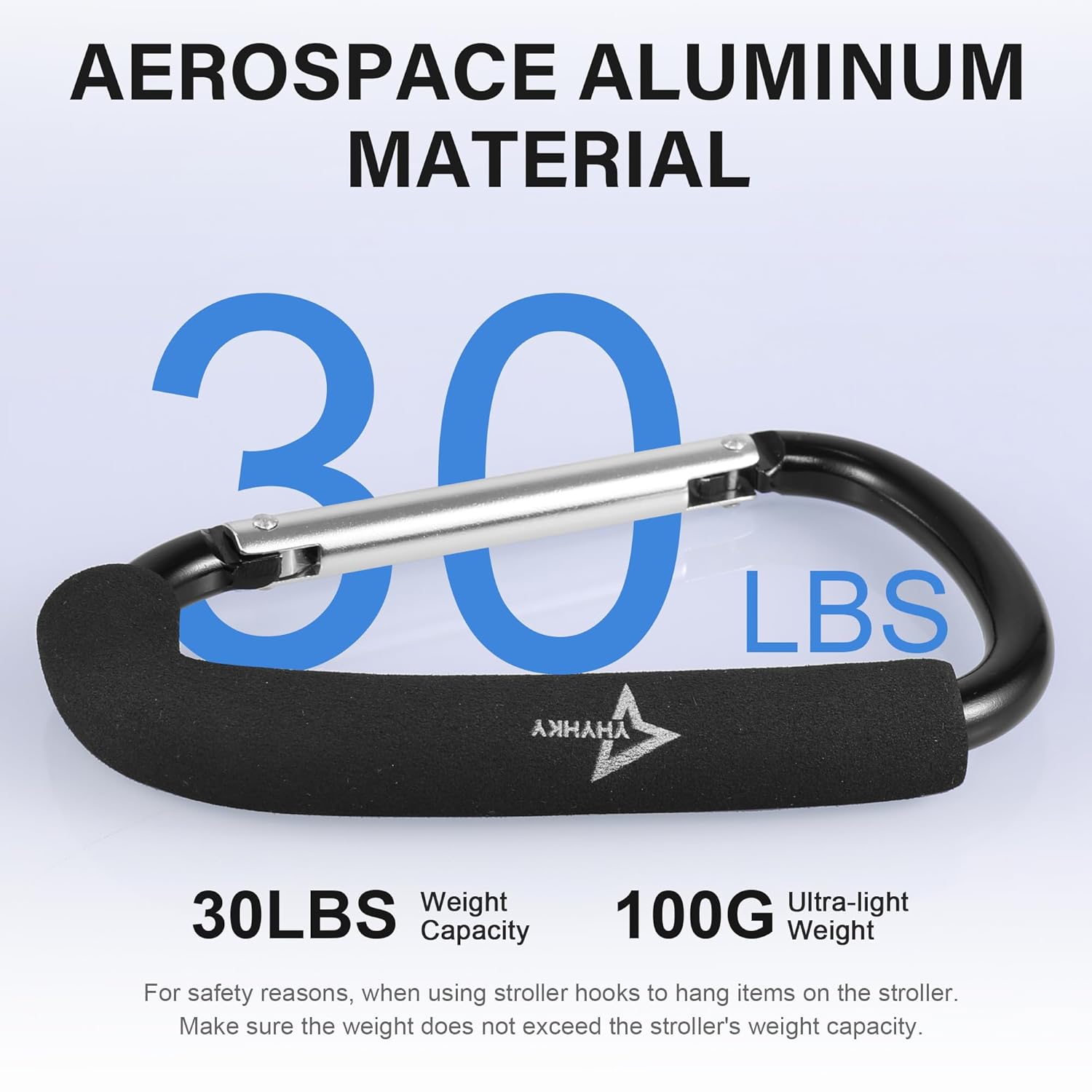 Stroller Hooks 2 Pack, 6.3" Large Mommy Hook Carabiner Clip for Shopping, Diaper Bags, Hanging Purse, Universal Stroller Accessories for Mom