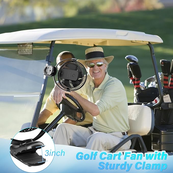12000mAh Clip on Fan 30H Longest Runtime, 8in Portable Fan Rechargeable, Ultra Quiet with Heavy-Duty Clamp, USB Desk Fans for Golf Cart,Office Desk, Treadmill, Camping, Bedroom-BubblyBeeBaby