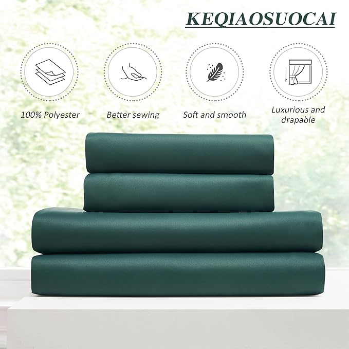 KEQIAOSUOCAI Dark Hunter Green Window Draperies 108 Inches Long 9 FT Tall, Pinch Pleat Room Darkening Thermal Insulated Curtains for Living Room Emaerald Green 40 x 108-inch 2 Panels-BubblyBeeBaby