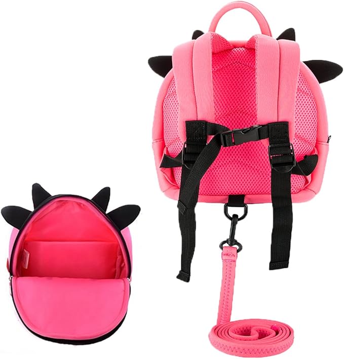 JiePai Cow Toddler Kids Backpack with Harness Leash for Boys Girls Age 1-3-BubblyBeeBaby