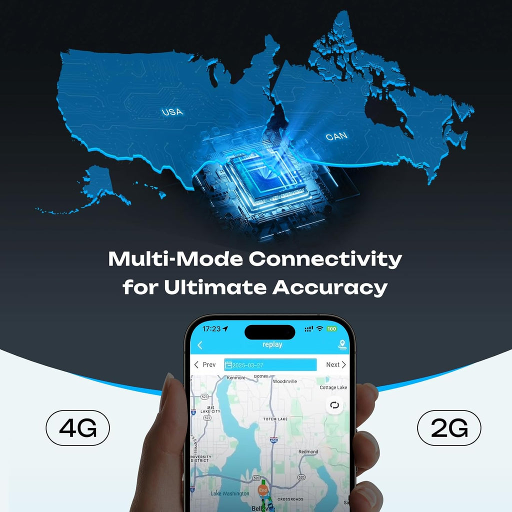 4G LTE GPS Tracker for Vehicles & Cars 90-Day Battery Life, Real-Time Tracking & Geo-Fencing Alerts, USA/Canada Coverage Multi Alerts with Car Tracker Design (Subscription Required)