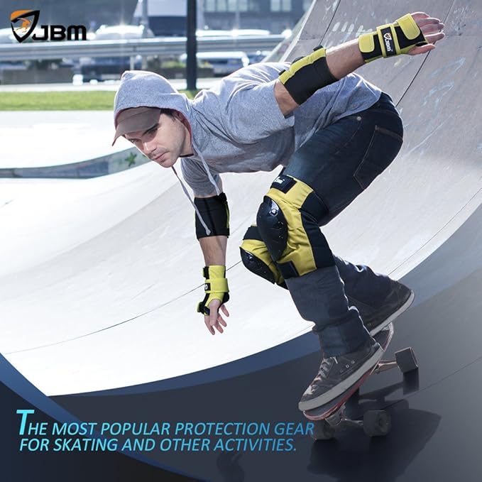 JBM Adult & Kids Knee Pads Elbow Pads and Wrist Guards for Inline Skating, Roller Skating, Skateboarding, Scootering-BubblyBeeBaby