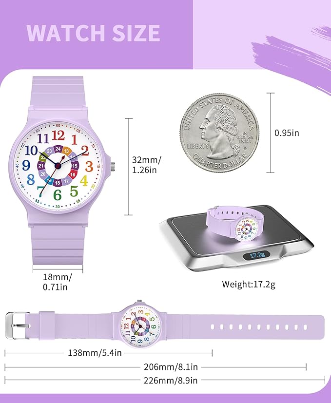 Kids Analog Watch Boys Girls, 30M Waterproof, Sports Watch for Boys, Easy to Read Children's Thin Dial Wrist Watches with Soft Band, for Ages 5-15 Kids Great Birthday Gifts Christmas Day-BubblyBeeBaby