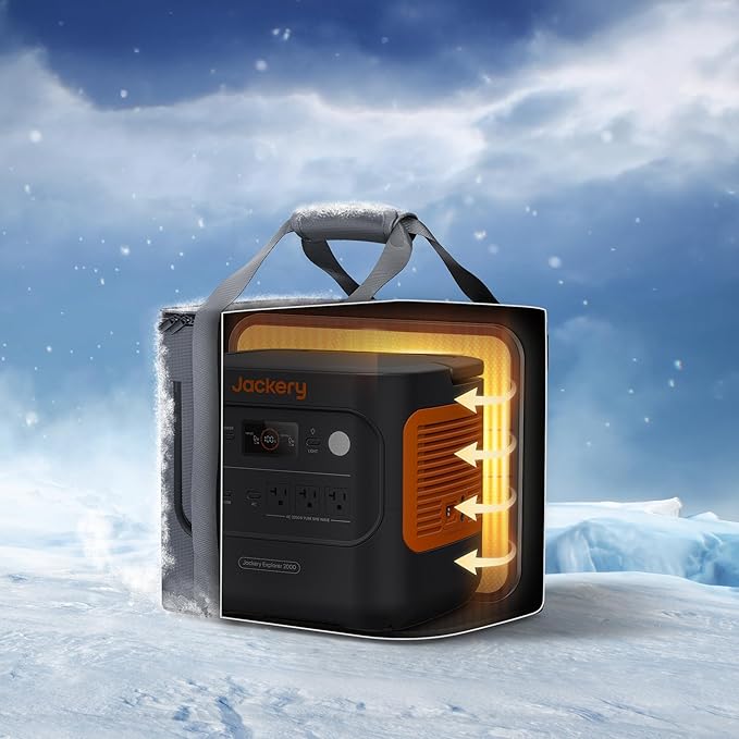 Jackery Explorer 2000 v2 Portable Power Station with Low Temperature Resistant Bag, 2042Wh/2200W LiFePo4 Battery, USB-C 100W Fast Charging for Extreme Cold Condition(-40°F), Power Outages, Emergencies-BubblyBeeBaby