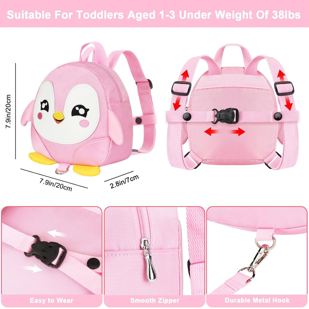 Accmor Toddler Harness Backpack Leash, Cute Penguin Kid Backpacks with Anti Lost Wrist Link, Mini Child Backpack Wristband Tether Strap and Protection Leashes Travel Bag Harness Rein for Baby Girls