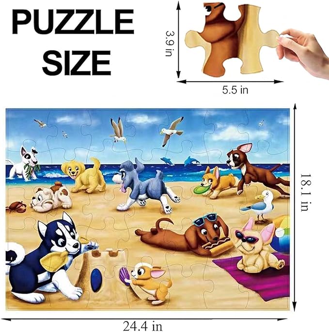 Jumbo Floor Puzzle for Kids, Large Jigsaw Puzzles 35 Piece for Kids Ages 3-5,Preschool Learning & Education Toys, Gifts for 4-8 Year Old Boys and Girls (Dog Animals)-BubblyBeeBaby