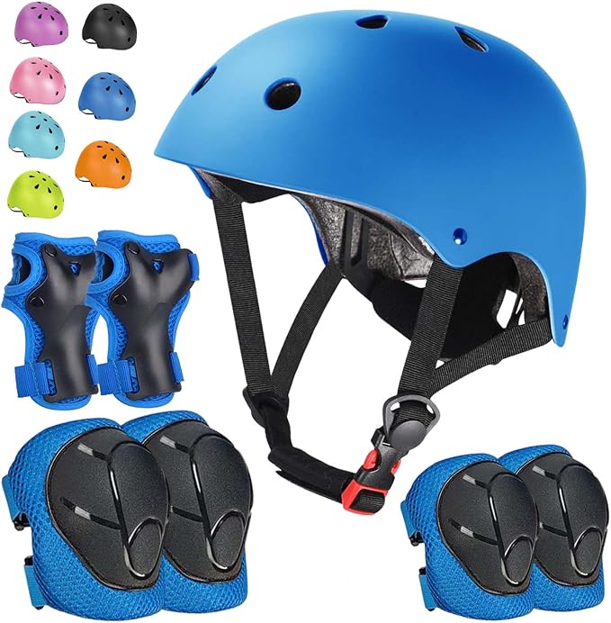 Kids Bike Helmet Set Adjustable Helmet for Ages 3-15 Kids Toddler Boys Girls Youth, Multi-Sport Bicycle Skateboarding Football Rollerskating Scooter Rollerblade Balance Bike Helmets-BubblyBeeBaby