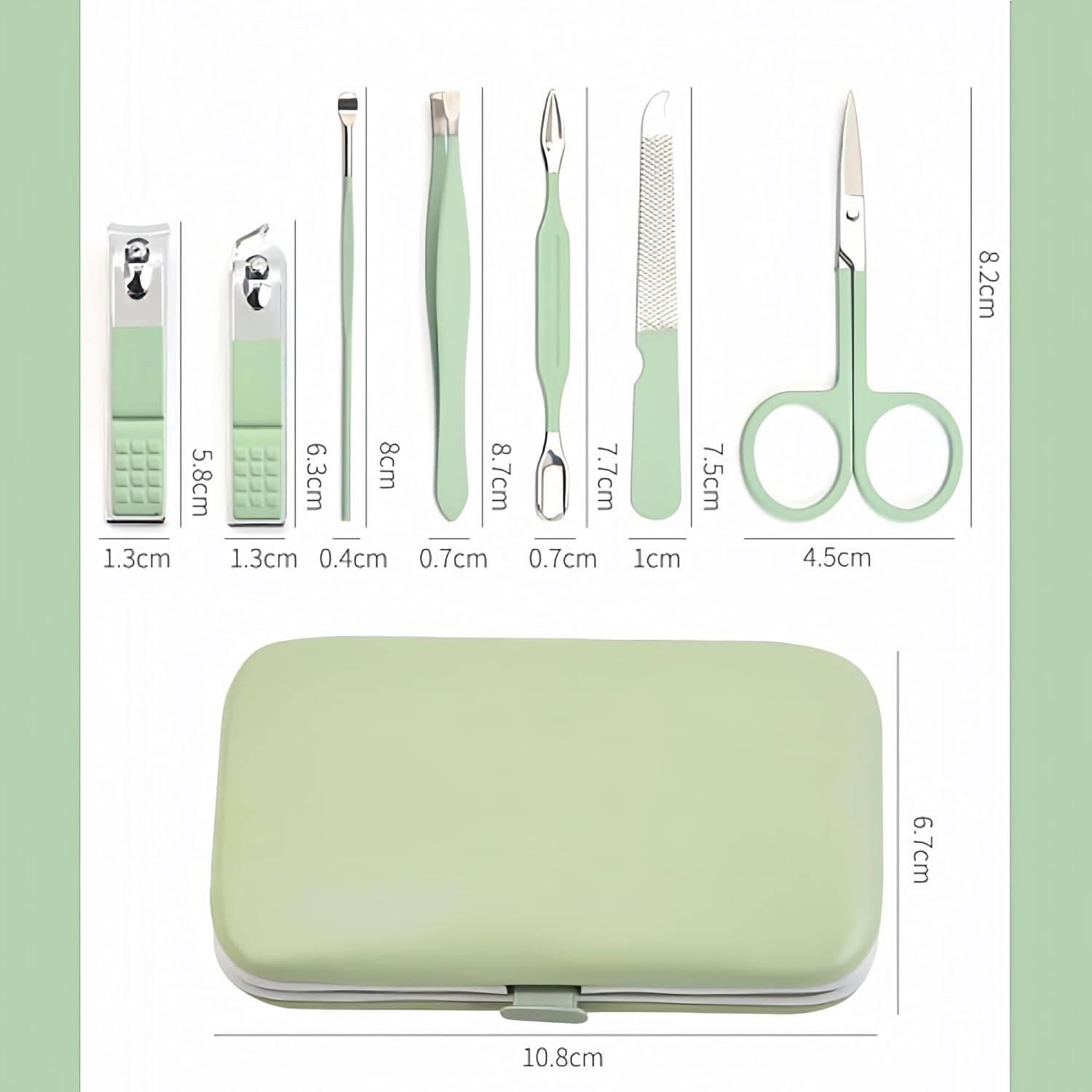 7pcs Manicure Set, Nail Clippers Kit, Stainless Steel Manicure Kit, Nail Clipping Tools Portable Travel Grooming Kit, The Best Gift with Luxurious Case (Green)