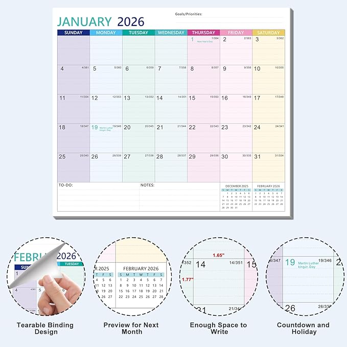 2025-2027 Magnetic Fridge Calendar 21 Monthly Magnetic Calendar for Refrigerator Planner Runs from October 2025 Until June 2027 Easy Organizing Markers Tearable (Multicolor)-BubblyBeeBaby
