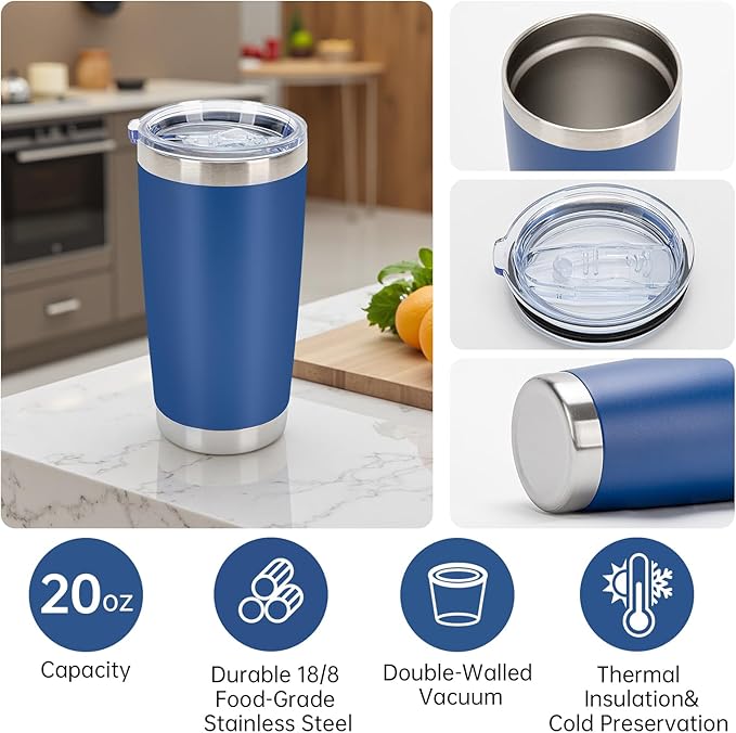 IEOVIEE 32 Pack 20oz Stainless Steel Bulk Tumblers with Lids and Straws Double Wall Insulated Travel Mug Durable Powder Coated Tumbler Bulk Cup for Cold and Hot Drinks(Mixed color)-BubblyBeeBaby