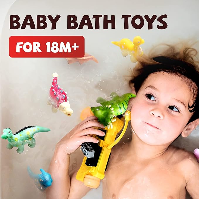 Hely Cancy Dinosaur Bath Toys - No Hole Bath Toys for Kids,Baby Bath Toys for Shower Water Pool Toys-BubblyBeeBaby