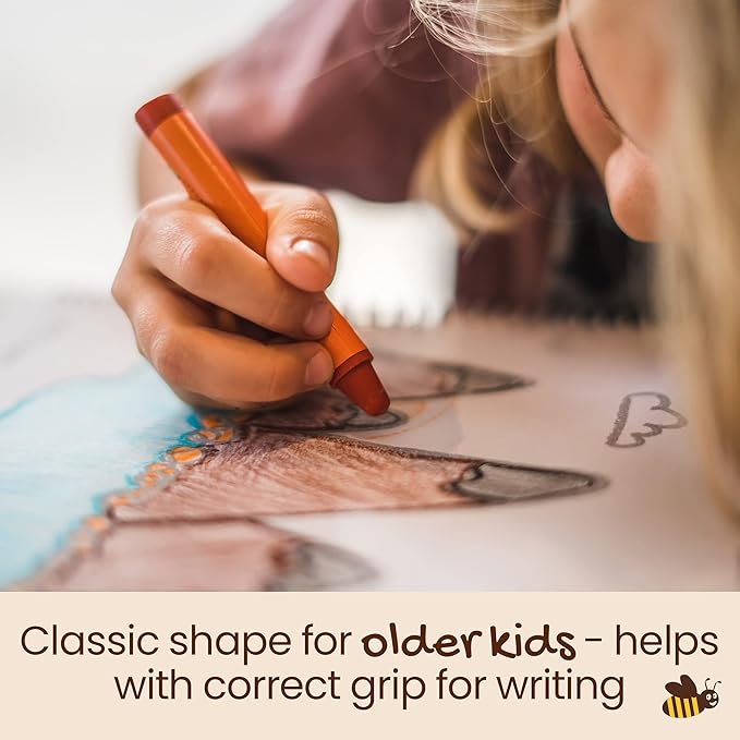 Honeysticks Jumbo Crayons (8 Pack) - Non Toxic Crayons - 100% Pure Beeswax and Food Grade Colors - 8 Bright Colors - Large, Easy to Hold and Use - Preschool Art Supplies for Toddlers/Kids 3-5, 4-8-BubblyBeeBaby