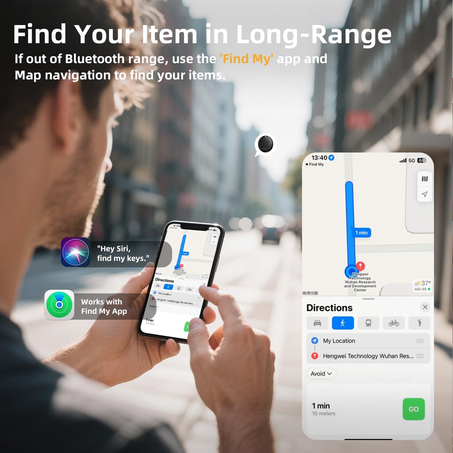Esky Bluetooth Tracker Tag, Smart Luggage Tracker Compatible with Apple Find My APP (Only for iOS, Not for Android), Key Finder and Item Locator for Luggage, Backpack, Suitcases, Pets, Wallet