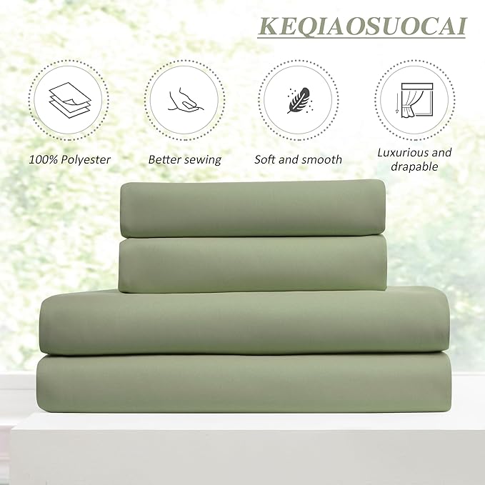 KEQIAOSUOCAI Pinch Pleated Curtains Blakcout 108 Inches Long 9 FT Length, Darkening Bedroom Curtains Thermal Insulated Window Treatment Panels Blackout Drapes for Living Room(40 x 108,Sage Green)-BubblyBeeBaby