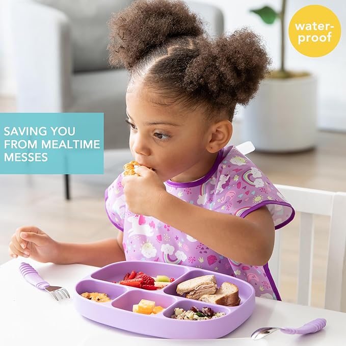 Bumkins Bibs - Toddler Bibs, Waterproof, Large for 1-3 Years, Short Sleeve-BubblyBeeBaby