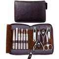 FAMILIFE Manicure Set, Nail Clippers Set Professional Manicure Kit 11 in 1 Stainless Steel Pedicure Tools Nail Kit Mens Grooming Tool with Portable Leather Travel Case Dark Violet Birthday Gifts