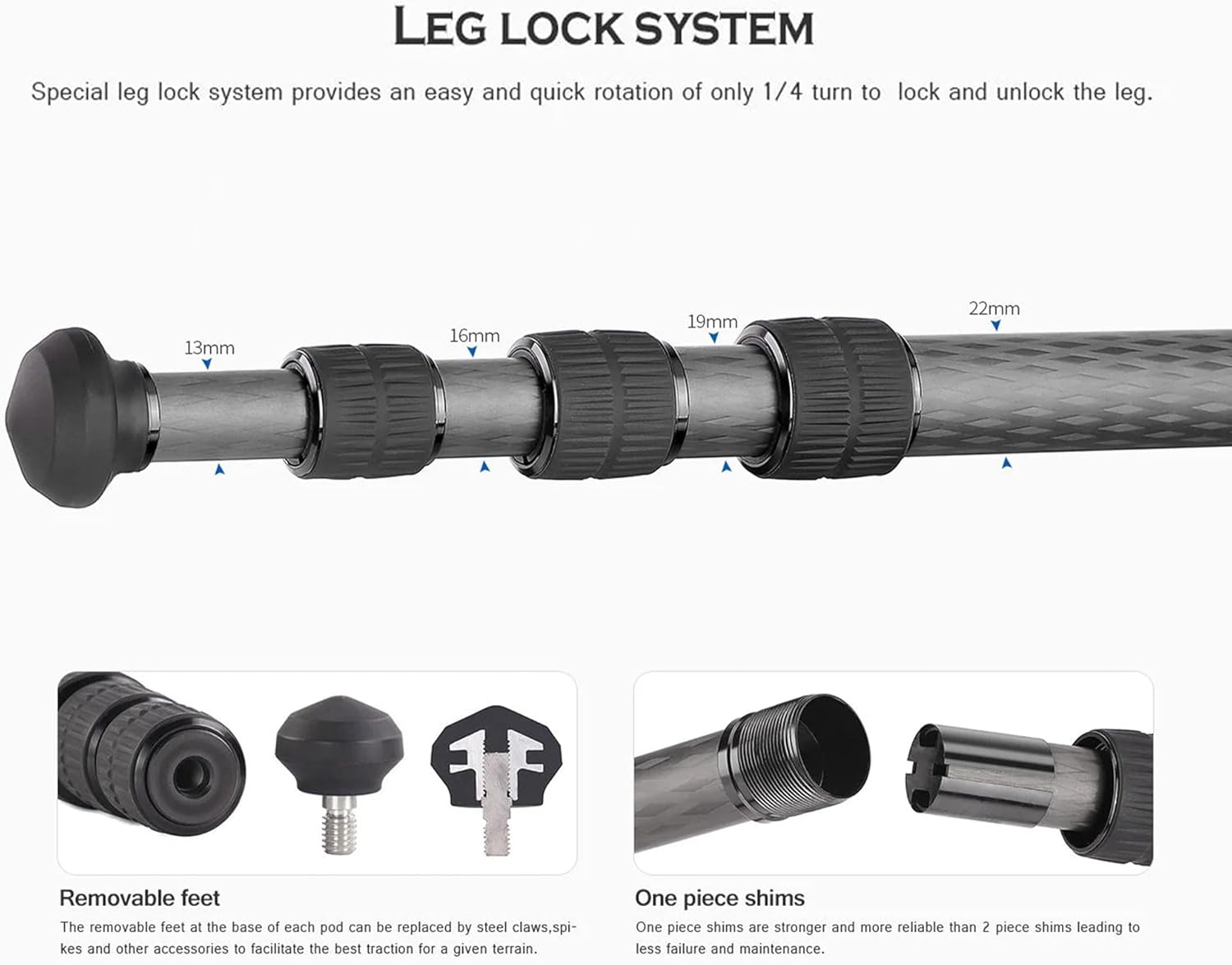 Leofoto Professional Camera Tripod, 45" Compact Carbon Fiber Tripod for DSLR Video Camcorder, 4 Leg Sections, 360° Ball Head, Max Load 6KG/13Lb (LS-224CX+LH-25)