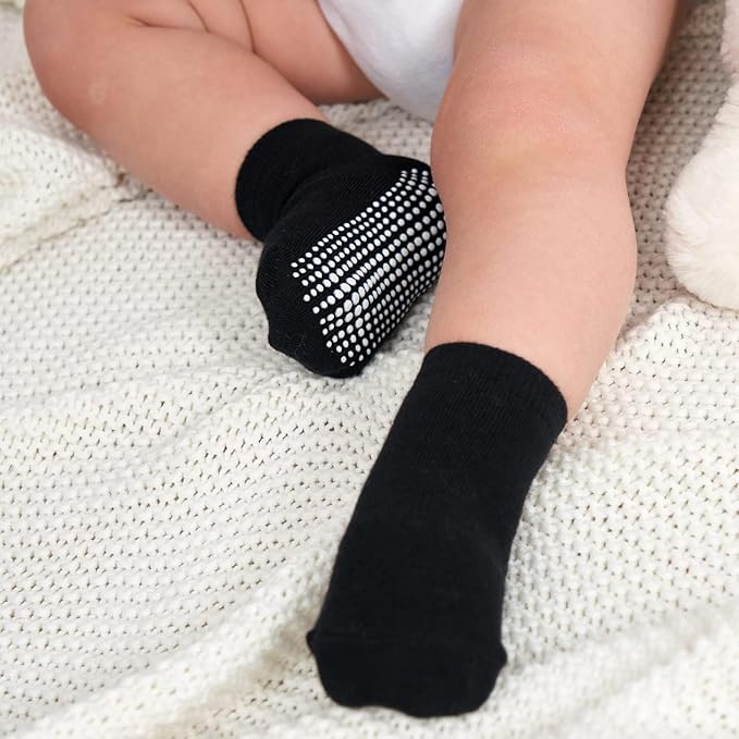 Zaples Baby Non Slip Grip Ankle Socks with Non Skid Soles for Infants Toddlers Kids Boys Girls-BubblyBeeBaby