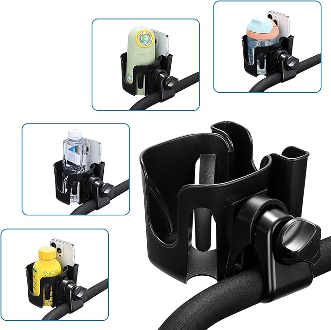Accmor Stroller Cup Holder with Phone Holder, Bike Cup Holder, Universal Cup Holder for Uppababy Nuna Doona Strollers, 2-in-1 Cup Phone Holder for Stroller, Bike, Wheelchair, Walker, Scooter-BubblyBeeBaby