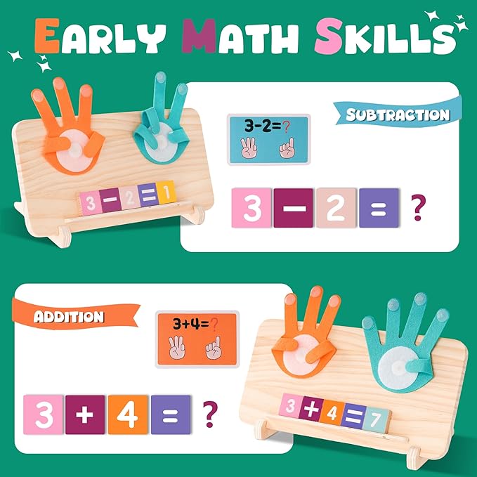 Hirger Preschool Learning Toys for Toddlers 2-4, Educational Math Manipulatives Number Counting Blocks for Kids, Montessori Toy for Boys Girls Age 2+ Birthday Gifts-BubblyBeeBaby