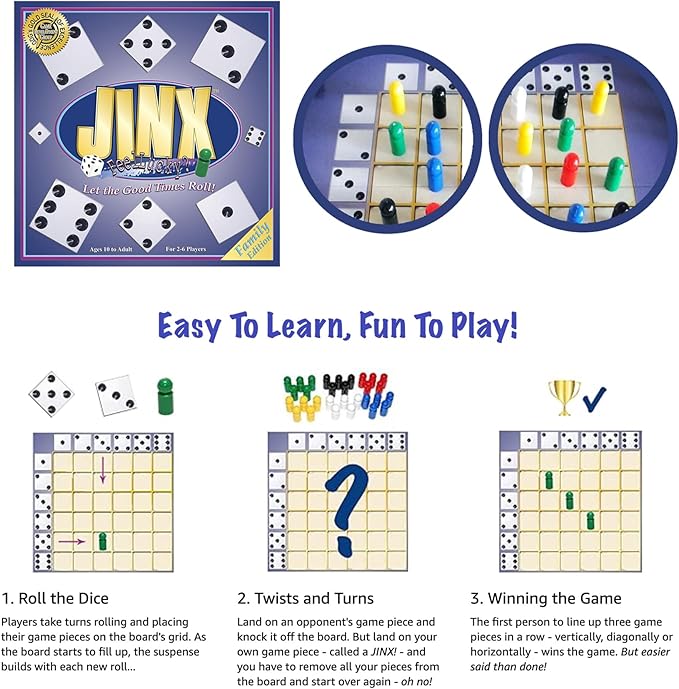 Jinx - Fast and Fun Board Game of Chance Where The Luck of The Roll Determines Your Fate - Game Night Fun for Family & Adults-BubblyBeeBaby