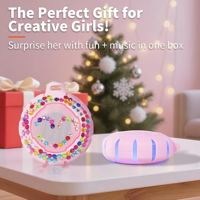 HEYSONG Bluetooth Shower Speaker + DIY Diamond Stickers – Great Gift for Girls-BubblyBeeBaby
