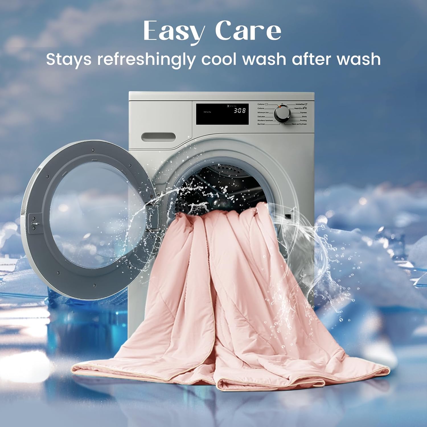 Dream Valley® Outlast® Deepsleep Cooling Comforter, Throw Size, NASA-Grade Space Technology Cooling Blanket for Hot Sleepers Night Sweats, Q-Max > 0.45 Aerocool™ Breathable, Pink Blush, 60"x80"