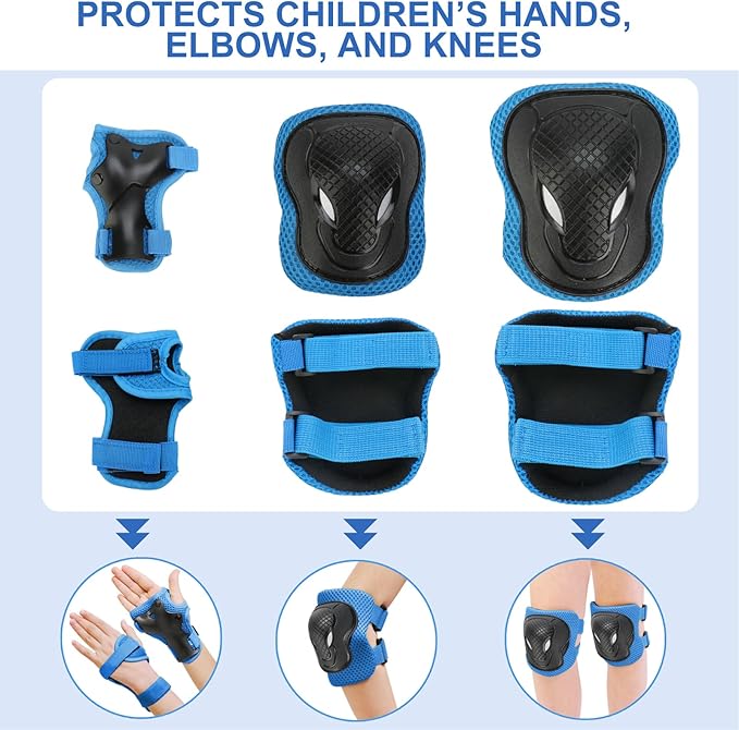 KAMUGO Kids Bike Helmet Set, Toddler Helmet for Ages 2-8 Boys Girls with Sports Protective Gear Set Knee Elbow Wrist Pads for Skateboard Cycling Scooter Rollerblading-BubblyBeeBaby
