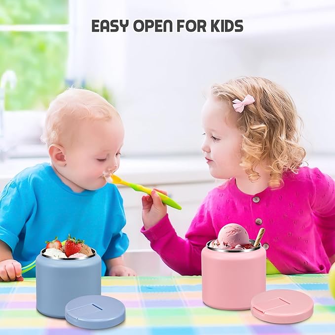 26oz Soup Thermo for Hot Food Kids with Buckle Lid Insulated Vacuum Food Jar Wide Mouth Leakproof Stainless Steel Lunch Container (Blue)-BubblyBeeBaby