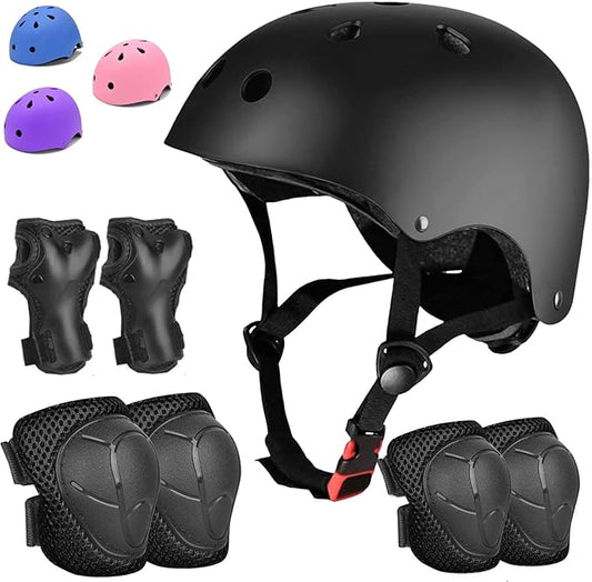 Kids Bike Helmet Set Adjustable for Children, Boys, Girls and Teenagers Aged 3-8 Years Includes Elbow, Knee, Wrist Guards Children's Helmet Protection Set for Bikes SkateboardsRollerskates-BubblyBeeBaby