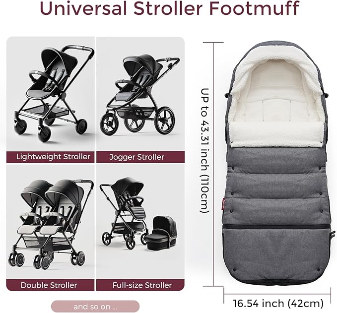 Momcozy Stroller Footmuff | Universal, Weather-Proof, Warm Stroller Bunting Bag | Extendable Winter Cover | Adjustable Buckle-BubblyBeeBaby