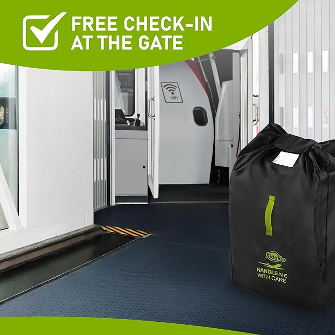 Travel Stroller Bag for Airplane, Black and Green, 47" H x 24" W x 15" D, Fits Most Large, Single, Double, Jogging Strollers,Waterproof, Heavy-Duty Protection, Easy-to-Carry Design-BubblyBeeBaby