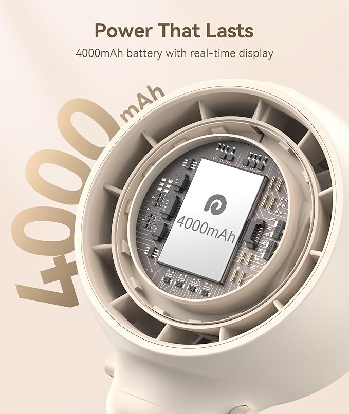 Dreamegg Portable Stroller Fan - 4000mAh Rechargeable Baby Stroller Fan With LED Display, Night Light, Hidden Blade, Detachable 4 Speed 360°Rotate, Handheld Cooling for Crib,Travel, Car Seat, Bedroom-BubblyBeeBaby