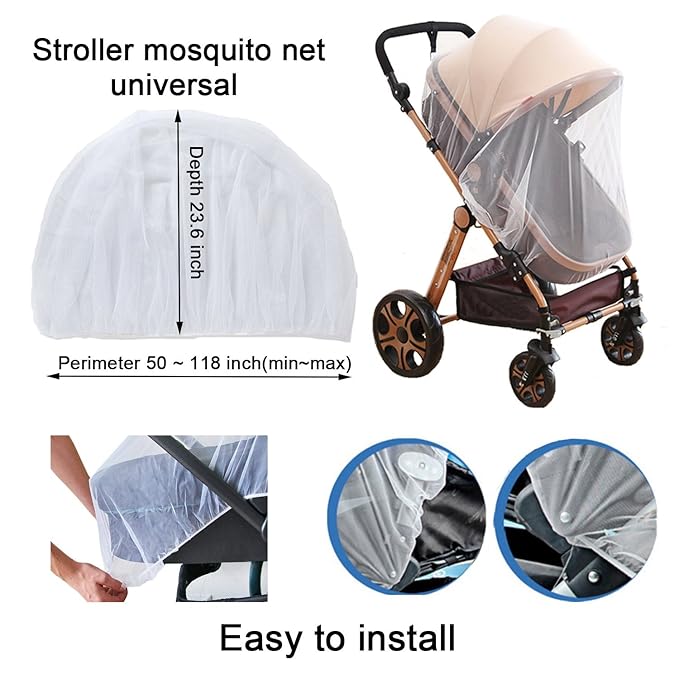 Stroller Rain Cover Baby Mosquito Net Universal Weather Shield Bug Net for Jogging Stroller Pushchair Buggy Pram Protect Baby from Rain Insect Wind Bug Snow Fly Shade Shield Netting Plastic-BubblyBeeBaby