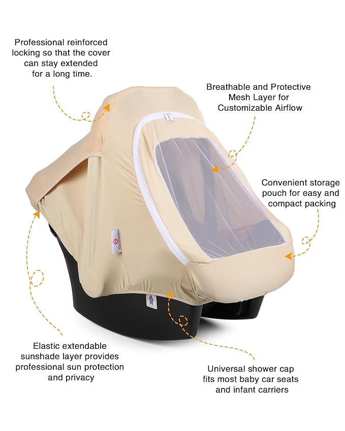 Metplus 2-in-1 Baby Car Seat Canopy, Multi Use Privacy Sun Shade, Protect Baby's Safety with Style, Infant Carrier Covers for Boys & Girls-BubblyBeeBaby