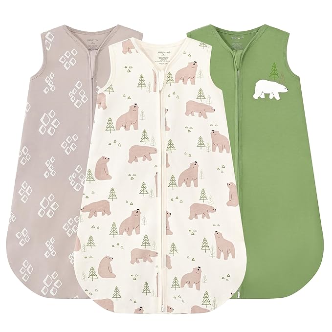 JELLYMONI Baby Sleep Sack 12-18 Months Wearable Blanket for Baby, 100% Cotton 2 Pack Infant Toddler Sleeping Sack Lightweight Soft 2-Way Zipper Sleepsack-BubblyBeeBaby