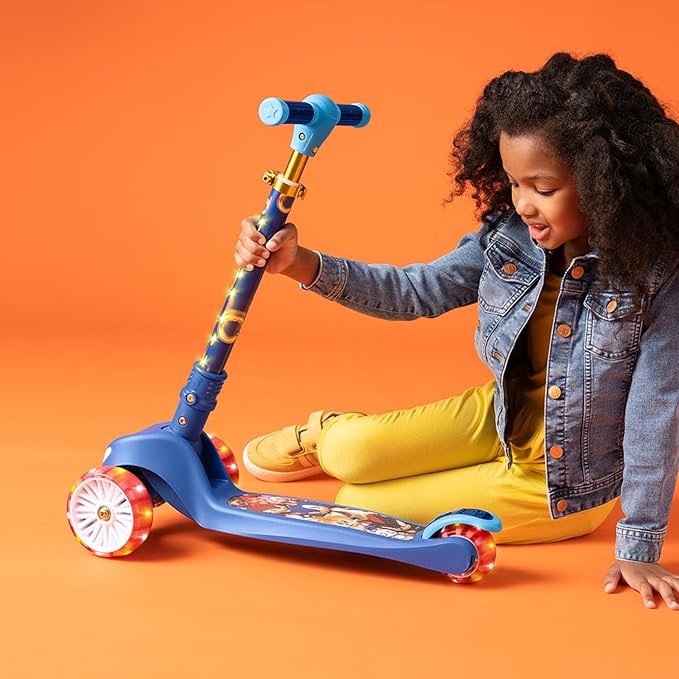 Jetson Character Kids Kick Scooter, LED Lights on Stem & Light-Up Wheels, Lightweight Frame, Height-Adjustable Handlebar, Lean-to-Steer System, Easy-Fold Mechanism-BubblyBeeBaby