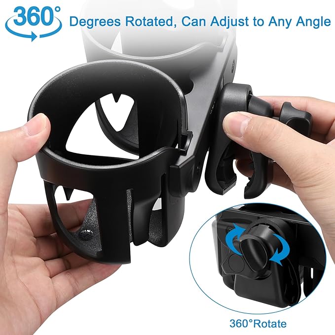 Accmor Universal Cup Holder, Stroller Cup Holder, 360° Rotatable Large Caliber Designed Bottle Holder for Stroller, Bike, Wheelchair, Walker, Scooter-BubblyBeeBaby