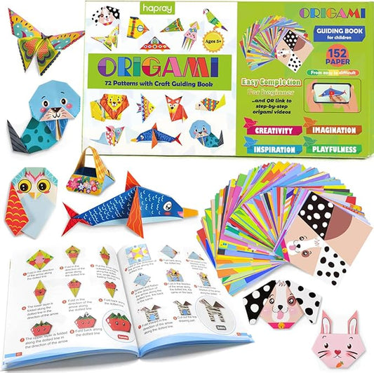 hapray Origami Kit for Kids Ages 5-8 8-12, with Guiding Book, 152 Paper with 72 Patterns, DIY Art and Craft Projects, Beginners Children's Day Gift Boy Girl-BubblyBeeBaby