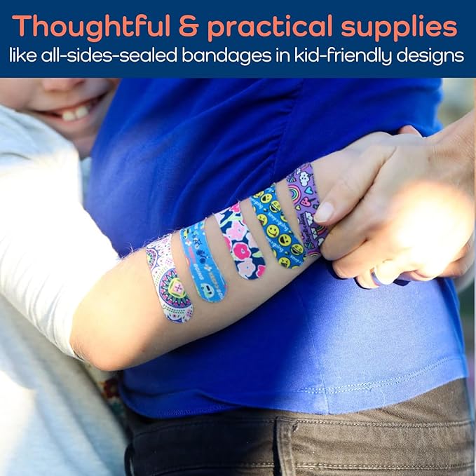 KeepGoing Large Home First Aid Kit for Kids – 270 Pc. for Car, Home, Dorm, & Boat with Latex-Free Bandages – 10 x 7 x 3.5 in. Travel First Aid Kit (Woodland)-BubblyBeeBaby