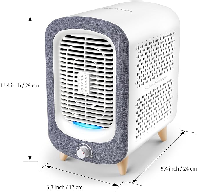 Jafanda Air Purifier for Home Bedroom 780sq ft, HEPA & Activated Carbon, Air Cleaner with Fragrance Sponge & Nightlight for Smoke, Allergies, Dust, Odor, VOC, Pet Dander, Pollen, Office, Desktop,Grey-BubblyBeeBaby