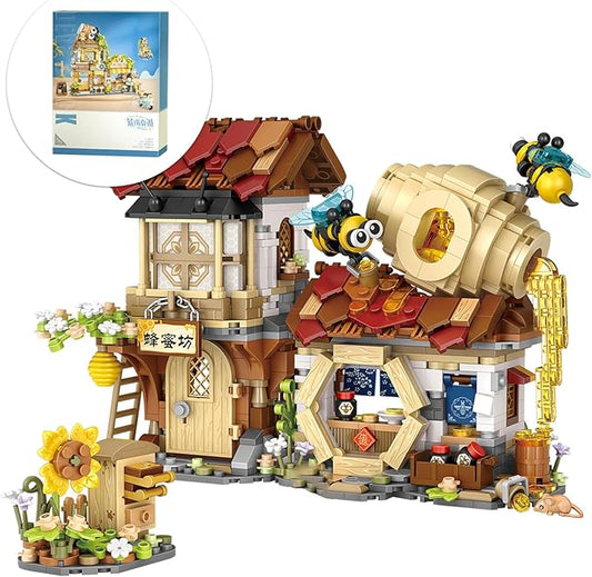 Honey Bee Workshop Mini Building Set, Creative DIY Simulation Building Toys, 1242PCS Mini Building Honey Bee Workshop Set Boys Girls 6+-BubblyBeeBaby