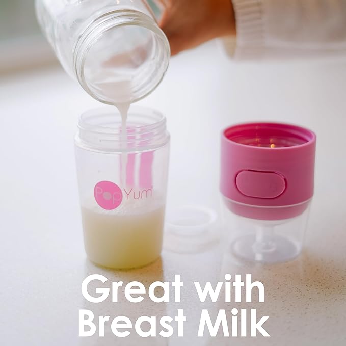 PopYum 9 oz Pink Anti-Colic Formula Making/Mixing/Dispenser Baby Bottles, 2-Pack with #2 Medium Flow Nipples, 260 ml, BPA-Free, Natural Latch-BubblyBeeBaby